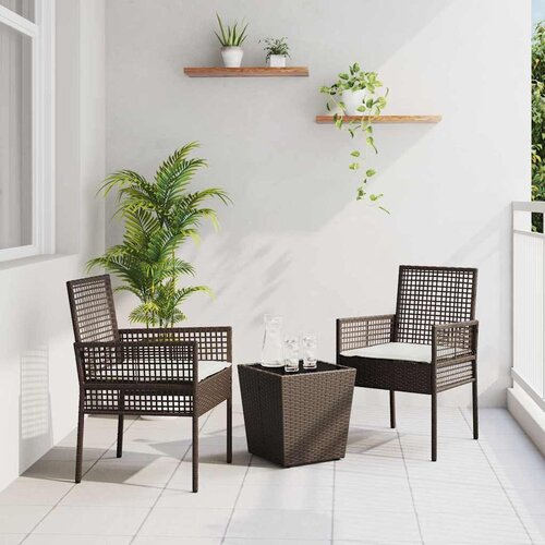 Bistro set za vrt 3 pcs Smeđa poliratan Slike