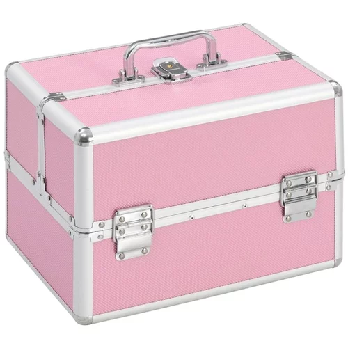  Kovček za ličila 22x30x21 cm roza aluminij