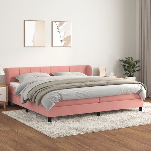 The Living Store Box spring postelja z vzmetnico roza 200x200 cm žamet - Box Spring Postelja, (21491969) Slike