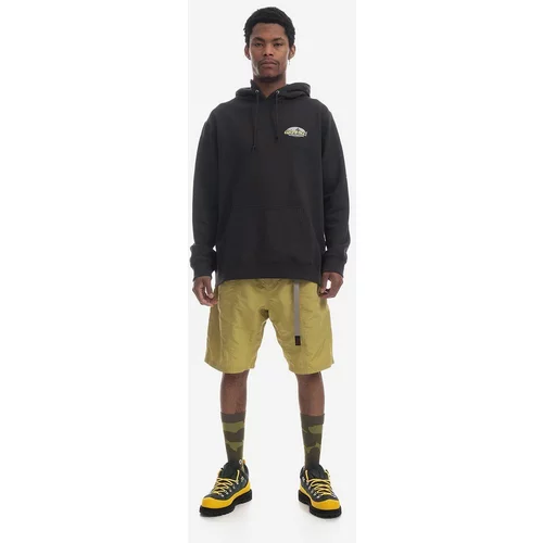 Gramicci Bombažen pulover moška, črna barva, s kapuco