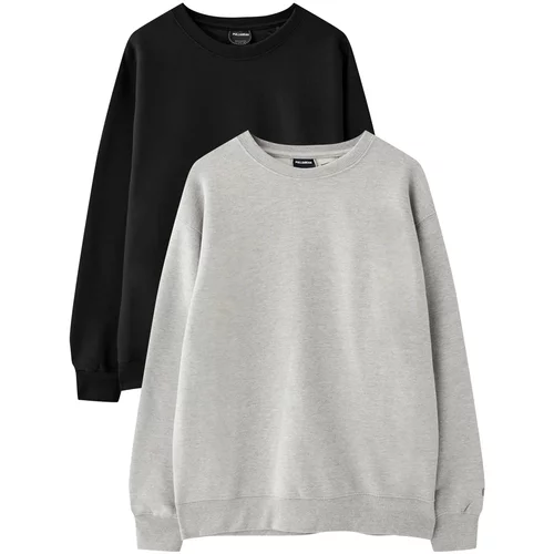 Pull&Bear Sweater majica siva / crna