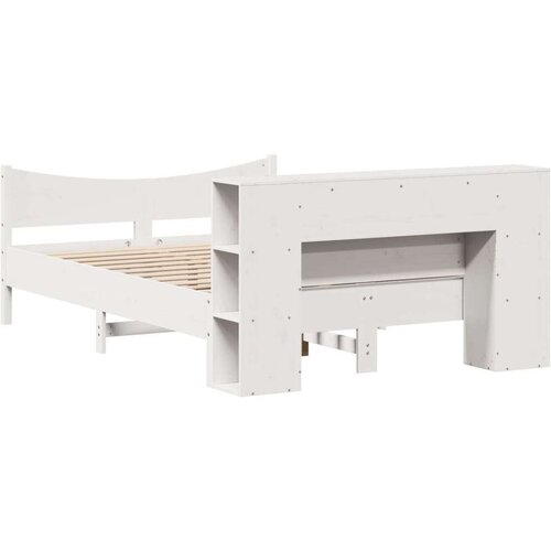 vidaXL Posteljni okvir brez vzmetnice bel 135x190 cm trdna borovina Cene
