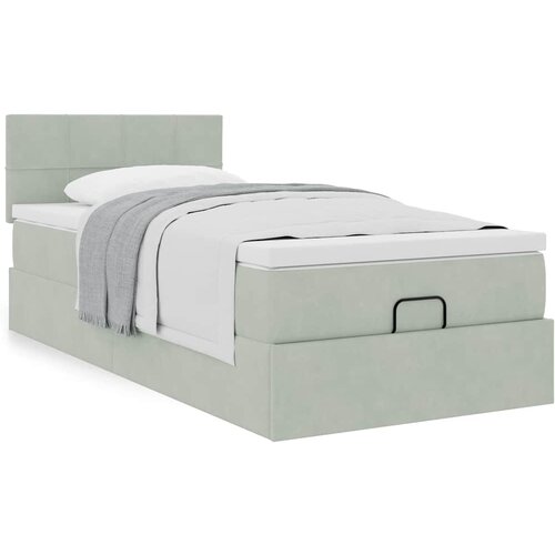 VidaXL Okvir kreveta s madraca svijetlosivi 90x190cm bar&amp;scaron;unasti Slike