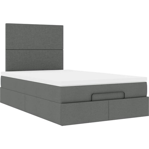 vidaXL Otomanski posteljni okvir z vzmetnico siv 120x190 cm blago, (21610037) Cene