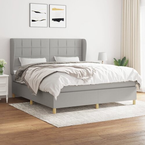 The Living Store Box spring postelja z vzmetnico svetlo siva 160x200 cm žamet - Box Spring Postelja, (21437790) Slike
