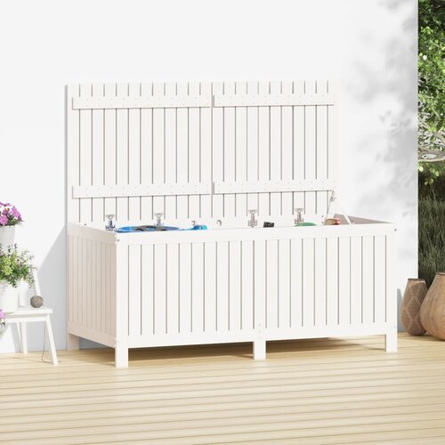 VidaXL Vrtna &amp;scaron;katla bela 147x68x64 cm trdna borovina Slike