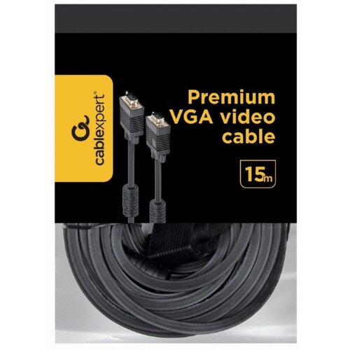 S Box SVGA kabl, 15M-15M dual-shielded + 2xFer 15m crni, GEMBIRD CC-PPVGA-15M-B Slike