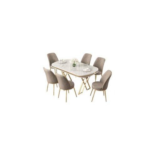 Hanah home Set Trpezarijski sto i 6 stolica Lai, Bež-bijela Cijene
