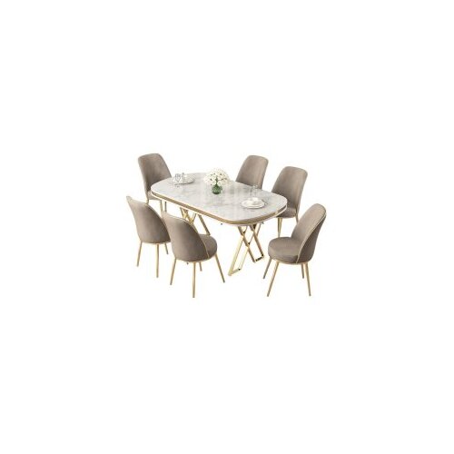 Hanah home set trpezarijski sto i 6 stolica lai white gold cappuccino Cene