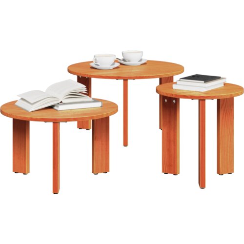  Set stolića za kavu 3 pcs Vo&amp;scaron;tano smeđa 47.5 x 47.5 x 27 cm Slike