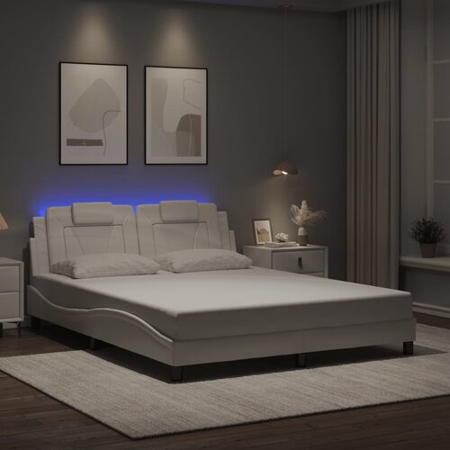 Furnova Posteljni okvir z LED lučkami bel 160x200 cm umetno usnje, (21935016) Slike