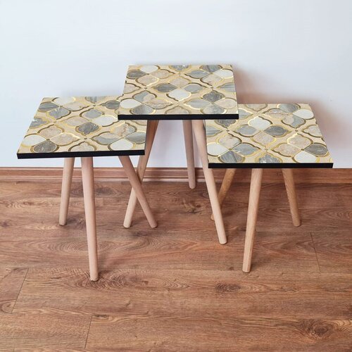 Hanah home set klub stočića 3Shp55, 3 komada, &amp;Scaron;arena Slike