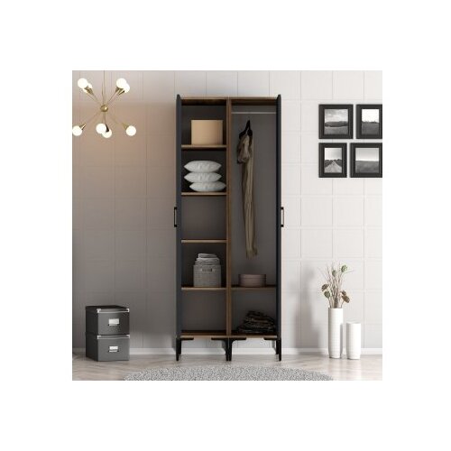 Hanah home kumsal rs - walnut, anthracite walnutanthracite wardrobe Slike