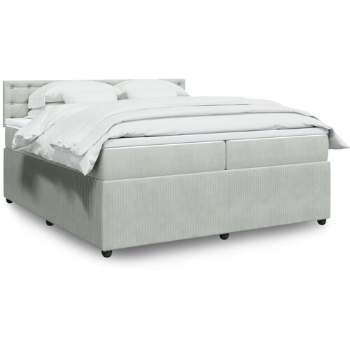 VidaXL Krevet s oprugama i madracem svjetlosivi 200x200 cm bar&amp;scaron;unasti Slike