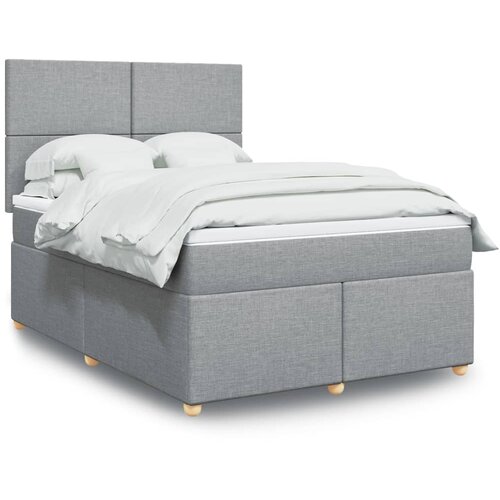 VidaXL Box spring postelja z vzmetnico svetlo siva 160x200 cm žamet Slike