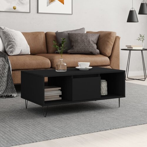 vidaXL Klubska mizica črna 90x50x36,5 cm inženirski les Cene