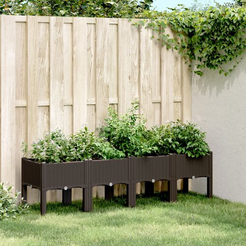 VidaXL Vrtna sadilica s nogama smeđa 160 x 40 x 42 cm PP Slike