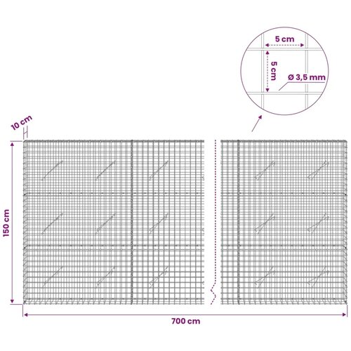 Gabion s žicom debljine 3 5 mm i mrežom 5x5 cm 700x10x150 cm - 10 cm 150 cm 700 cm Slike