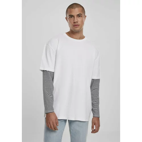 Urban Classics Oversized Double Layer Striped LS Tee White