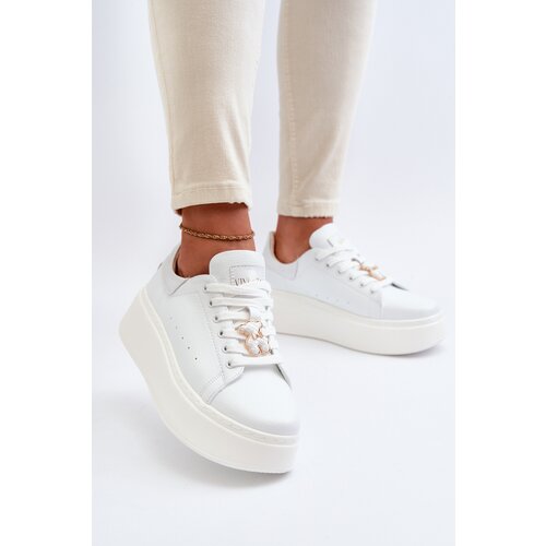 Kesi Women's leather platform sneakers with white Vinceza bear