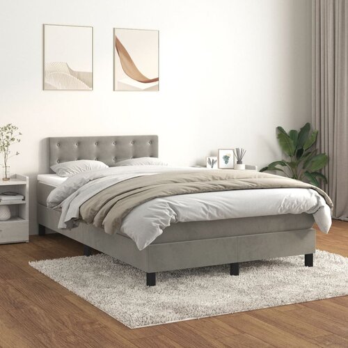 Box spring krevet s madracem svjetlosivi 120x200 cm bar&amp;scaron;unasti Slike