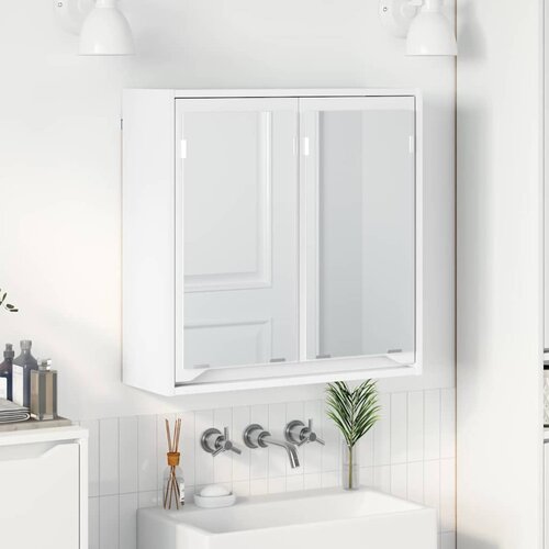 vidaXL Kopalni&scaron;ka ogledalna omara Bela 60 x 20 x 60 cm Konstruiran les Cene