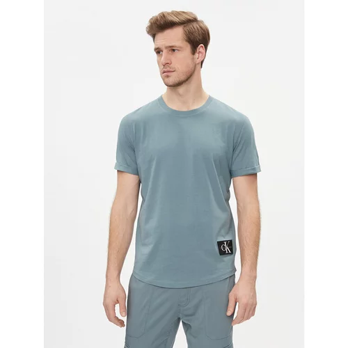 Calvin Klein Jeans Majica Badge Turn Up Sleeve J30J323482 Mornarsko modra Regular Fit