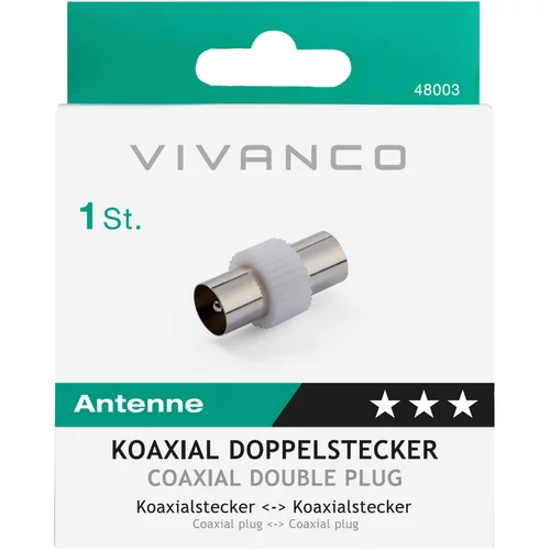 Vivanco Koax-Stecker/Kupplung 48003 ANTENNEN-KOAX-DOPPELSTECKER Zum Koppeln von zwei Koax Kupplungen