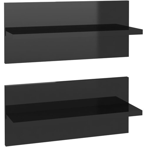 VidaXL Stenska polica 2 kosa visok sijaj črna 40x11,5x18 cm, (20765207) Slike