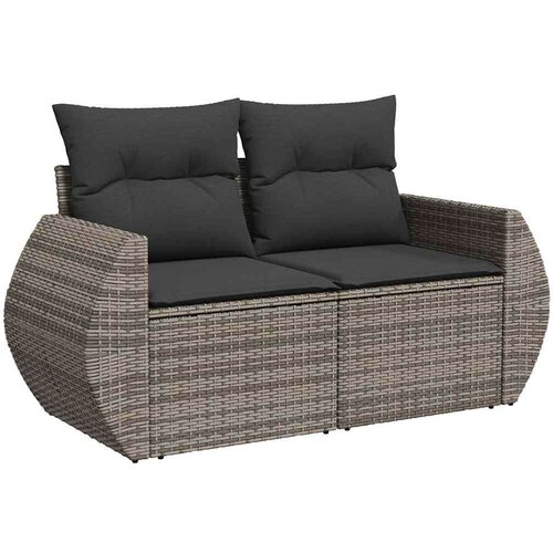 VidaXL 9-dijelni set vrtnih sofa od poliratana s jastucima sivi Slike