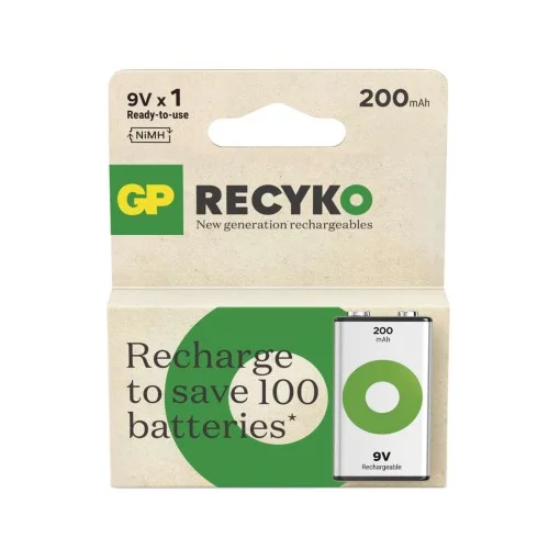  Polnilna baterija GP ReCyko 200 mAh (9V) 1kos