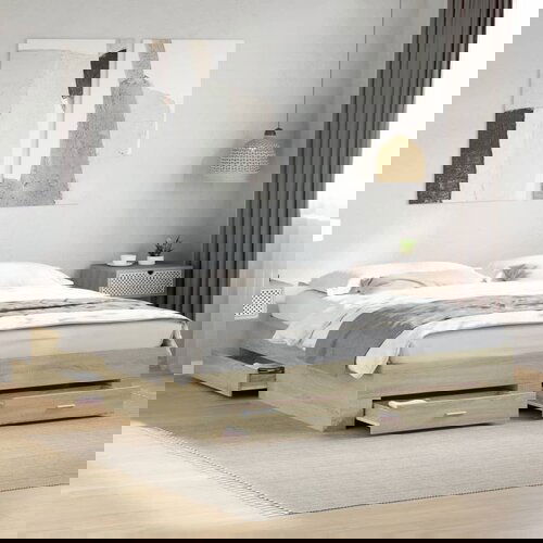 Furnova Posteljni okvir s predali sonoma hrast 200x200cm inženirski les, (21934607) Slike