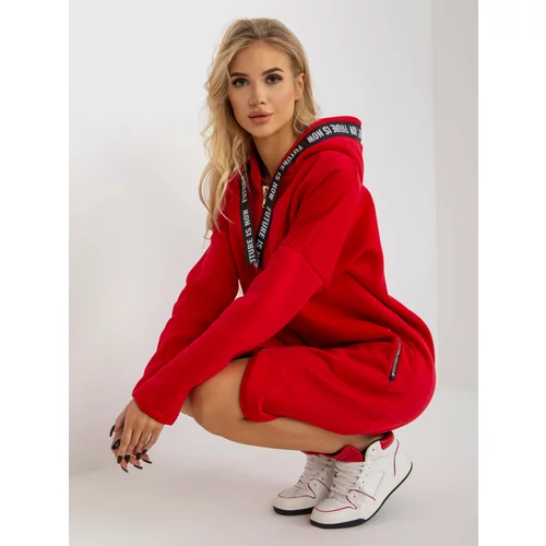 Fashion Hunters Red long sweatshirt oversize zipper