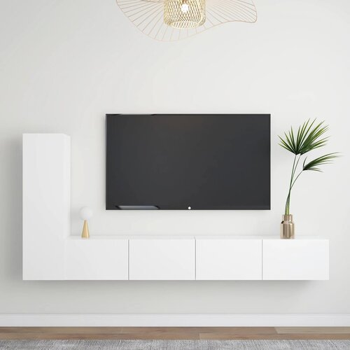 VidaXL Komplet TV omaric 3-delni bela iverna plo&amp;scaron;ča Slike