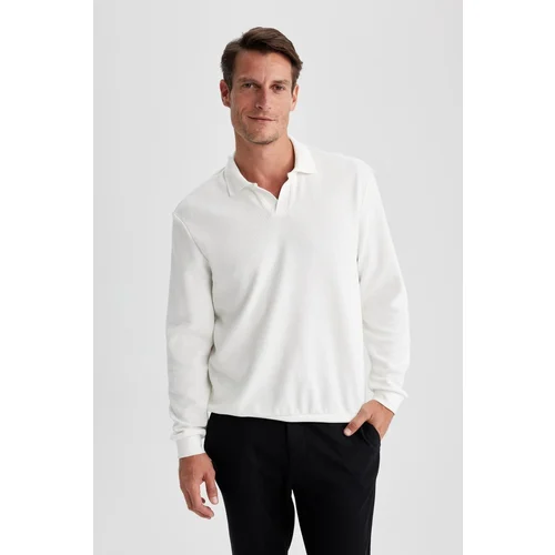 Defacto Regular Fit Polo Neck Jacquard Sweatshirt