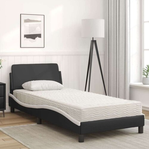 VidaXL Krevet s madracem crno-bijeli 90 x 190 cm od umjetne kože Slike
