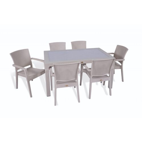  Bastenski set ZEUGMA 6 stolice i sto 150x90 sa staklom Cappuccino Cene