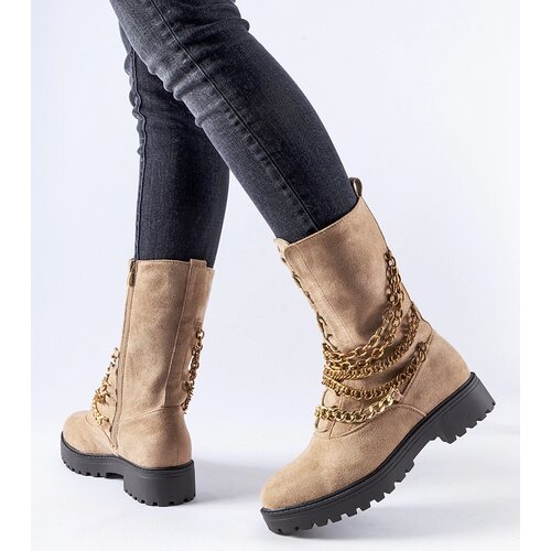 Gemre Beige insulated ankle boots with chain Carroll Cene