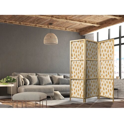  Japanski paravan - Drawn Pattern in Dots and Spots - in Shades of Orange and Ecru. 135x172 Slike