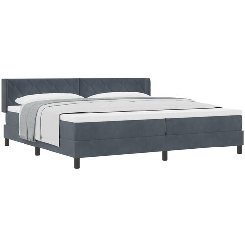 VidaXL Postelja s pomičnim podom in vzmetnico Temno siva 200x200 cm Žamet Slike