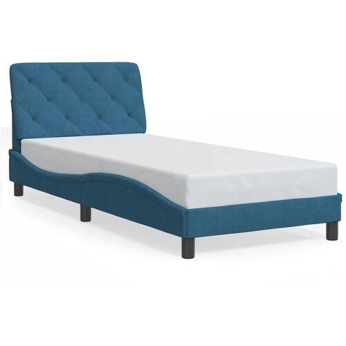  The Living Store Posteljni okvir z LED lučkami moder 90x200 cm žamet - Posteljni Okvir, (21488219) Slike