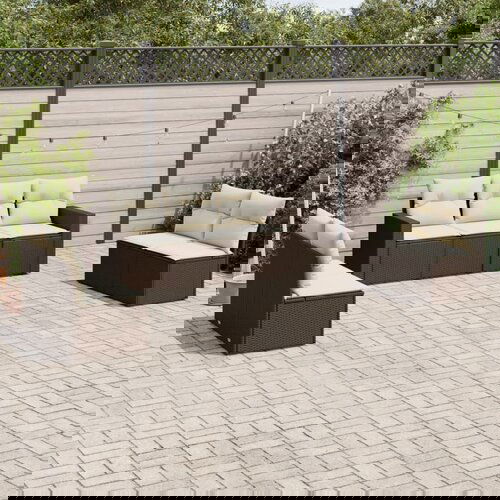 VidaXL 7-dijelni set vrtnih sofa od poliratana s jastucima smeđi Slike