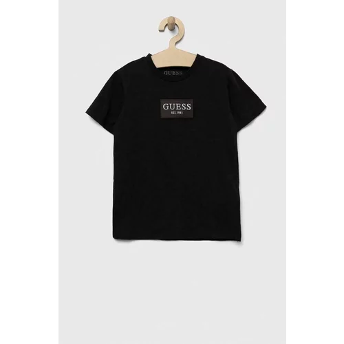 Guess Dječja pamučna majica kratkih rukava boja: crna, s uzorkom