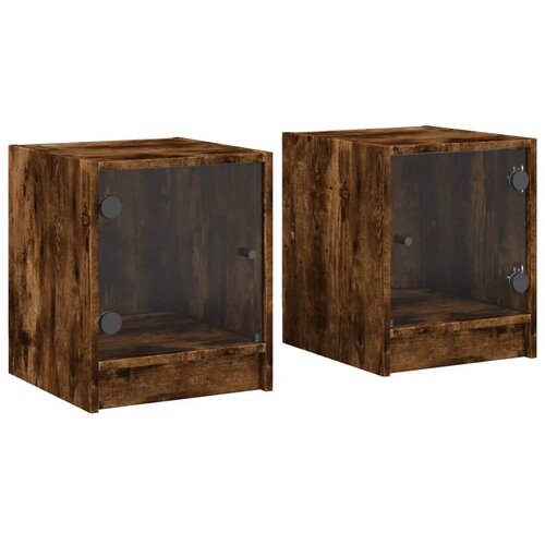 Maison Chic Dvo delni komplet Nočne omarice - Nočne mize s steklenimi vrati dim. hrast 35x37x42 cm, (21690442) Cene