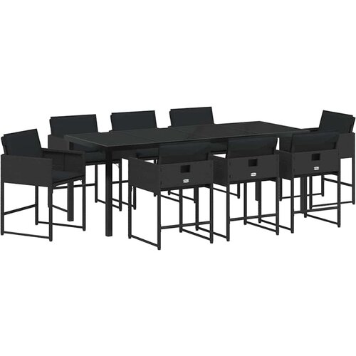 VidaXL Vrtni set za objed 9 pcs Crna poliratan Slike