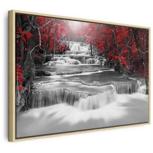  Slika - Cascade of Thoughts (1 Part) Wide Red 120x80 U prirodnom drvenom okviru Cijene