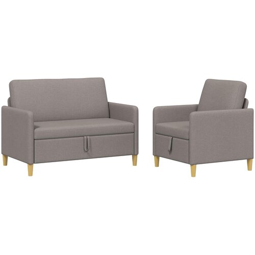  Set sofe s pohranom 2 kom. Sivosmeđa Poliester - Sivosmeđa 1-mjesta + 2-mjesta (110 cm) Slike