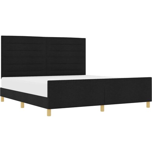  Krevetna konstrukcija s uzglavljem Crna 180 x 200 cm tkanina Slike