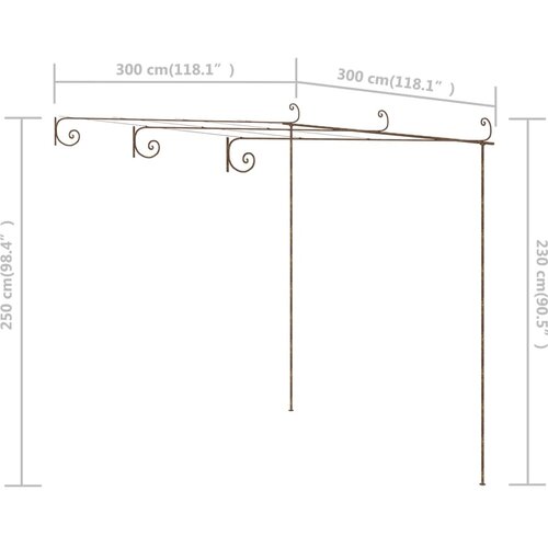  Vrtna pergola antikna smeđa 3 x 3 x 2,5 m željezna Slike