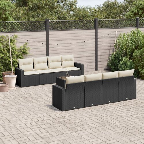  9-dijelni set vrtnih sofa s jastucima crni od poliratana Cijene